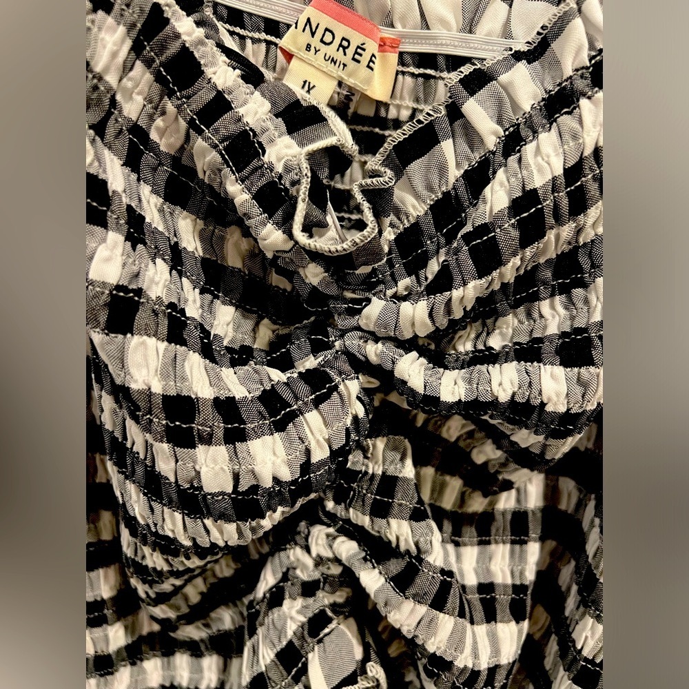 ANDREE BY UNIT Black & White Gingham Midi Dress - Picture 9 of 11